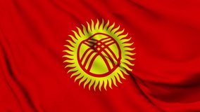 Kyrgyzstan Realistic waving flag. Realistic , Animated Kyrgyzstan Flag day and National Day. Animated flag footage for videos. Happy Flag Day . Happy National Day .