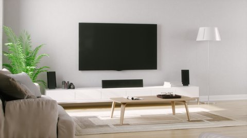 Contemporary Living Room With Home Entertainment System