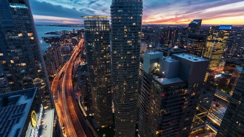 September 15th, 2019
4K Timelapse Sequence of Toronto, Canada - The Gardiner expressway from day to night as seen from the top of a skyscraper