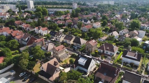 panorama aerial survey of the area in the suburbs of Paris