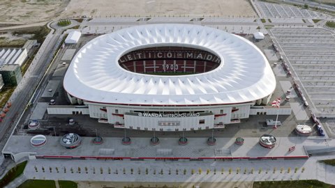 NOVEMBER 3, 2019, Madrid, Spain : Wanda Metropolitano stadium aerial view in Madrid, Spain. Home stadium of Atlético Madrid, is a Spanish professional football club that play in La Liga.