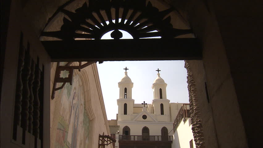 View of the hanging church from nearby arch, Cairo.