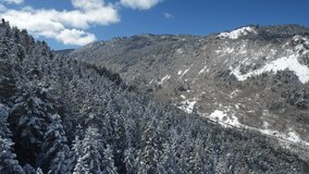 Double Snowy Valley in drone image