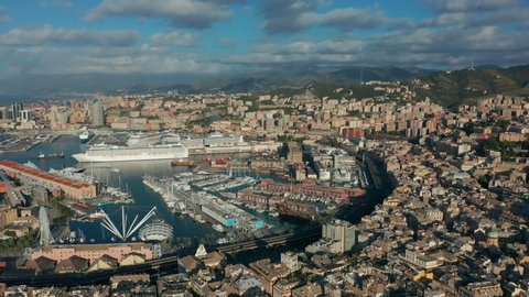 Genova, a famous Italy city, important hub of maritime trade and tourist art.