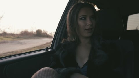 Woman Prostitute Sits In Client Car Men Takes Money