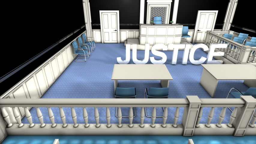 Court justice room, text background.