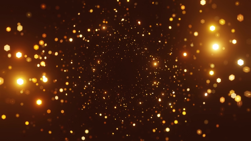 Abstract motion background shining gold particles. Shimmering Glittering Particles With Bokeh. Popular, modern, christmas, new year, holliday, wedding background, 2022, 2023. loop video animation
