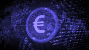 Euro Sign intro.Financial business stock market forex needs. Currency exchange. Financial tv news opener.Wold map and stock market. Blue - Powered by Shutterstock - Get 15% off with code: PIKWIZARD15