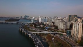 Drone Aerial footage of traffic - Seoul, South Korea