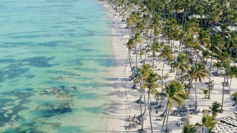 amazing aerial view of a wonderful exotic tropical caribbean beach in Punta Cana, Dominican Republic
