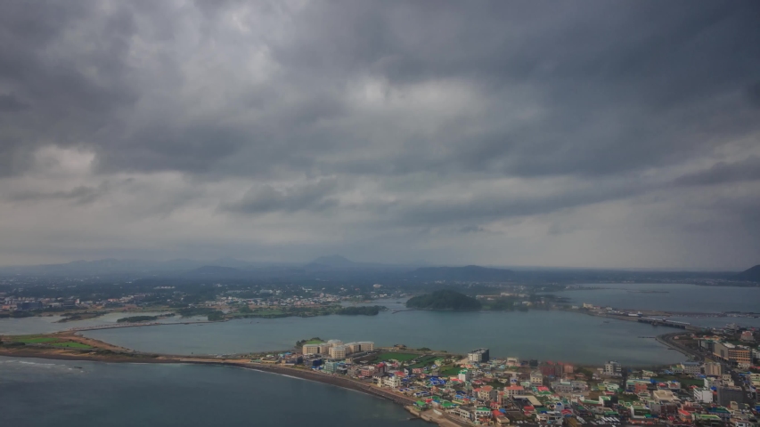 View from the Ilchul-bong volcano. Jeju Island, South Korea
