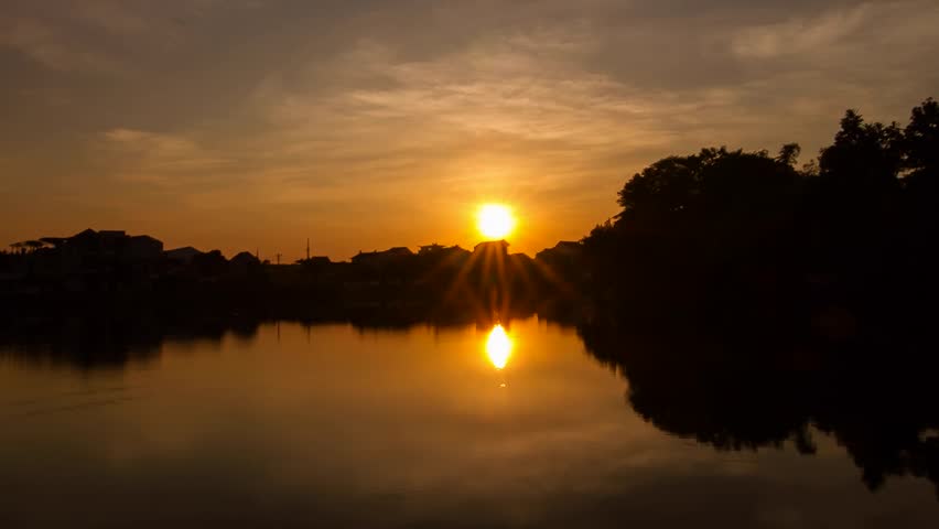 Vietnam Hue city - sunrise above lake near city center