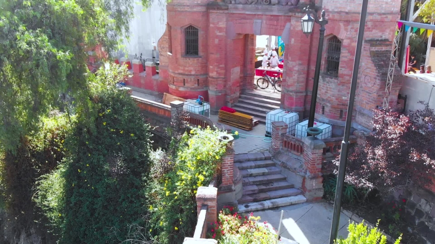 Hill Santa Lucia Park, Santiago is the capital of Chile (aerial view)