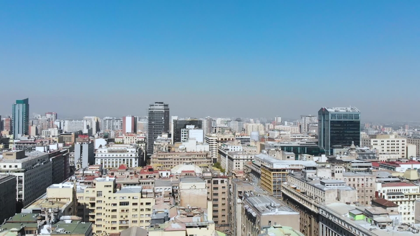 Santiago is the capital of Chile (aerial view, drone footage)
