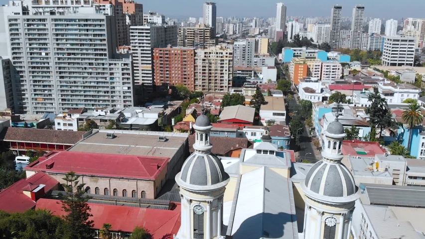 Santiago is the capital of Chile (aerial view, drone footage)