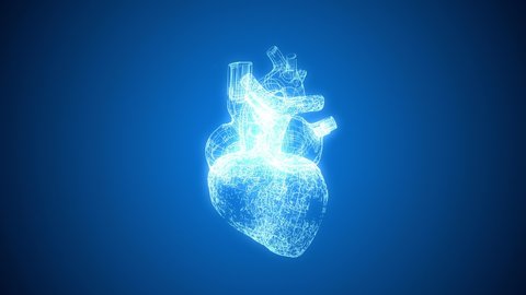 Abstract CG Human Heart Forming into the Screen