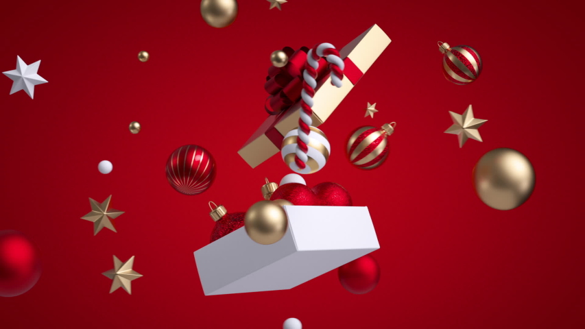 Abstract Christmas Red Background, Golden Stock Footage Video (100% Royalty-free) 1041460456