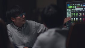 Asia businessmen and businesswomen meeting brainstorming ideas conducting business presentation project colleagues working together plan success strategy enjoy teamwork in small modern night office. - Powered by Shutterstock - Get 15% off with code: PIKWIZARD15