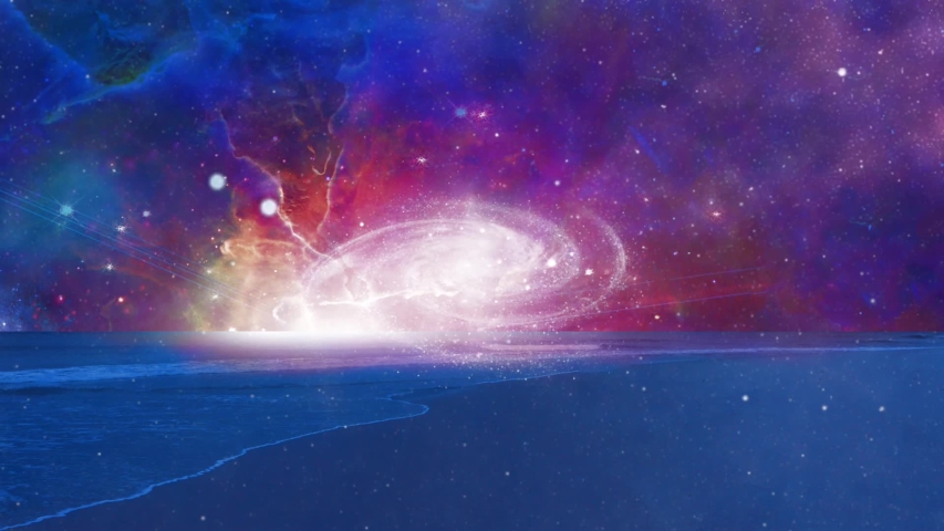 Spinning galaxy over ocean shore | Shutterstock HD Video #1041464155