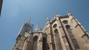 4k video. Moving camera shot. View of cathedral in Zagreb, Croatia.