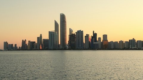 Abu Dhabi cityscape early morning at the sunrise