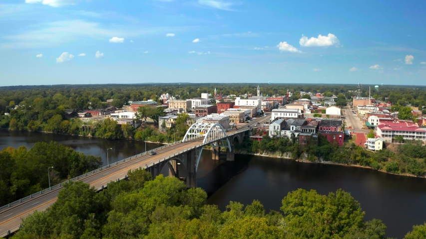 Selma, Montgomery, and Edmund Pettus Bridge, Alabama, Aerial Drone 4K
