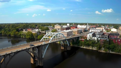 Selma, Montgomery, and Edmund Pettus Bridge, Alabama, Aerial Drone 4K