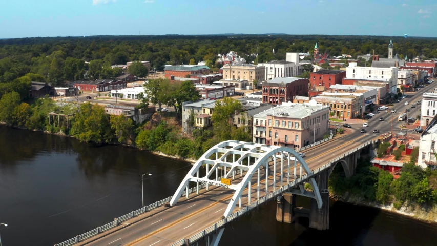 Aerial Drone Above the Edmund Pettus Bridge in Alabama