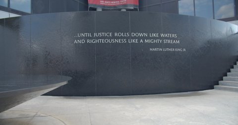 Montgomery, Alabama / USA - August 26, 2019: Martin Luther King Jr. Memorial, Until Justice Rolls Down Like Waters Quote