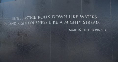 Montgomery, Alabama / USA - August 25, 2019: Martin Luther King Jr. Memorial, Justice Rolls Down Quote