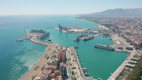 Aerial view. Port in Malaga. Malaga, Andalusia, Spain.