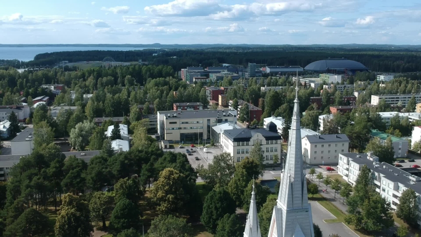 Evangelical Lutheran Church. Panoramic view of Joensuu, Finland