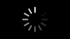 Loading circle icon on black background animation with luma matte.