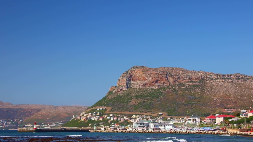 View of Kalk Bay Harbor in False Bay Cape Town South Africa from Dalebrook Tidal Pool
