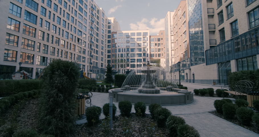 Modern well-maintained luxury residential complex with its own courtyard in which there is a beautiful fountain