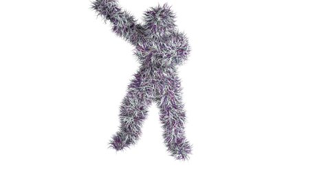 4k 3d motion graphics animation of a funny hairy monster character dancing a gangnam style dance