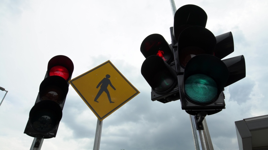 4k Asian Pedestrian Crosswalk Sign Stock Footage Video 100 Royalty Free 1041560659 Shutterstock