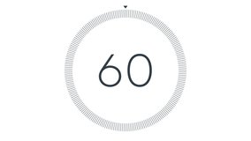 Minimal countdown one minute animation from 60 to 0 seconds. Modern flat design with animation on white background. High quality 4K video.
