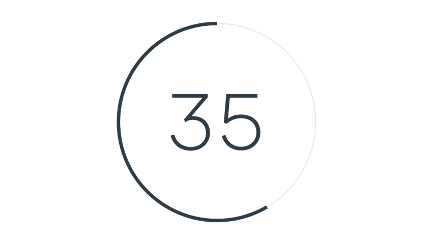 Minimal countdown one minute animation from 5 to 0 seconds. Modern flat ...