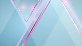 Blue and pink triangles abstract geometric motion graphic design. Shiny technology background. Seamless looping. Video animation Ultra HD 4K 3840x2160