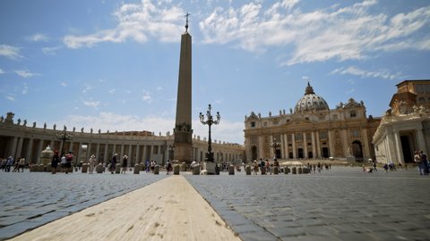 St. Peter square and cathedral basilica in Vatican city center of Rome Italy, famous travel and religious tourism landmark cityscape capital of Pope and Papal apartments states historical panorama