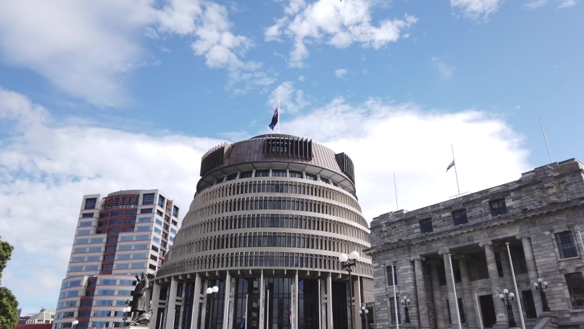 Solemn day in New Zealand as national flag flies at half-mast after national tragedy.