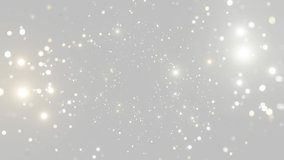 Abstract motion background shining silver particles. Shimmering Glittering Particles With Bokeh. New year and Christmas 2023, 2024 background. Seamless 4K loop video