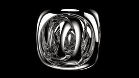 Abstract chrome metal cube with pendulum rotating and swinging elements. 3D rendering illustration with alpha or luma mask - Powered by Shutterstock - Get 15% off with code: PIKWIZARD15