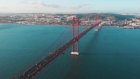 [2.7k 50fps, drone) 25 April bridge, aerial footage, Lisbon, Portugal.