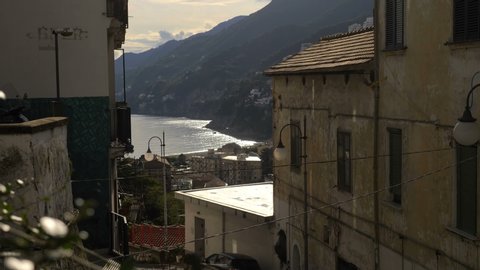 Suggestive view of houses and mountains.Vietri sul Mare,Amalfi coast,Italy