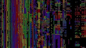 Abstract futuristic background with moving small circles. Grunge datamosh effect. Animated looping footage. - Powered by Shutterstock - Get 15% off with code: PIKWIZARD15