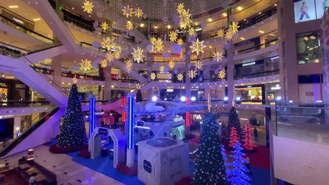 KUALA LUMPUR, MALAYSIA-November 22, 2019 – Star Wars, Millennium Falcon themed Christmas decoration at Pavilion Shopping Mall in Bukit Bintang. 