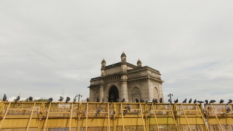The Gateway of India is an arch-monument built in the early twentieth century in the city of Mumbai, static shot, Mumbai, Maharashtra  India- 26 ‎November ‎2019, 