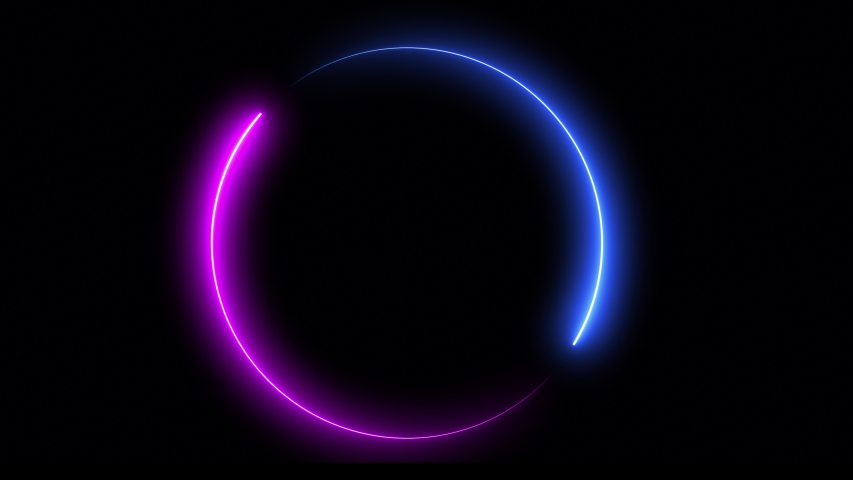 Background multi-colored circle. Spectrum looped animation light glowing neon lines.